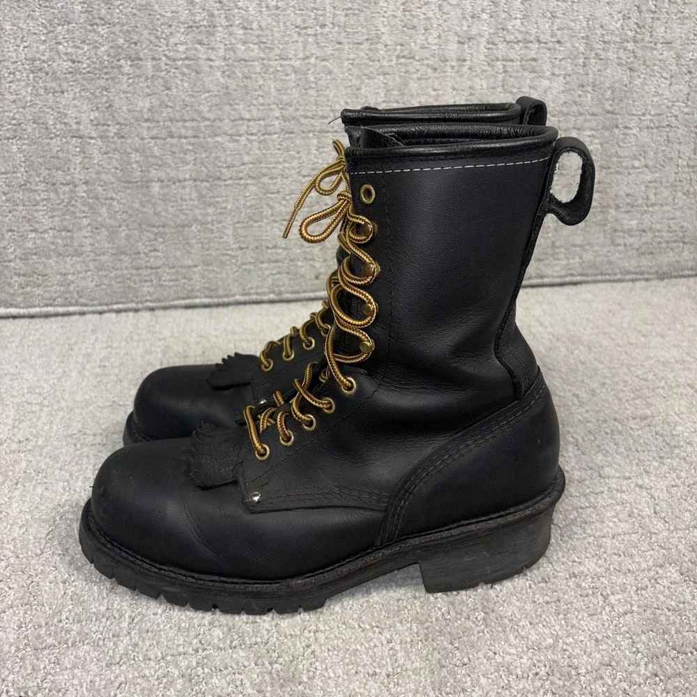 Carolina 1922 Black Leather Logger Boots Steel Toe Made In USA Men's Size 14 2E
